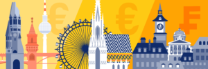 Illustration von Städte Skylines und Eurozeichen